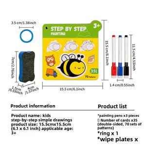 Tekenkaarten Voor Vroeg Onderwijs Set 70 Vellen Schoonvegen Voor Handoogcoördinatie 3 5-jarigen Stapsgewijs Schetsen Leerhulp - Product Image 3