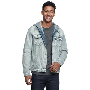 Veste coupe-vent à capuche vintage pour homme, nouvelle conception, vêtements personnalisés, jean formel, logo avant, denim confortable, style décontracté - Product Image 1