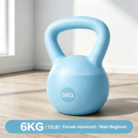 Kettlebell en fonte 6 kg, revêtement vinyle violet, antidérapant, respectueux du sol, équipement d'entraînement de musculation pour femmes, entraînement à domicile, fitness