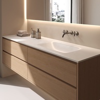 Lavabo mural en marbre 2025 Meuble-lavabo en MDF Lavabo de salle de bain en pierre artificielle Meuble-lavabo suspendu de luxe pour salles de bain