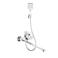 Robinetterie de douche murale moderne en laiton brossé doré, ensemble de douche avec jet de pluie doux, robinet de baignoire