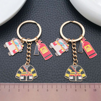 Porte-clés Pompier 7,7 cm, Breloque en métal émaillé Camion de Pompiers, Cadeau Souvenir Événement Sécurité Incendie, 3 Styles, Vente en Gros
