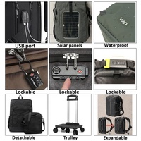 Sac à dos à roulettes résistant à l'eau sac à dos professionnel pour voyage et affaires sac à roulettes pour ordinateur portable sac à dos à roulettes pour hommes
