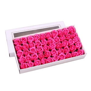 Rosso singolo fiore del sapone testa 50pcs fatto a mano artificiale della rosa a buon mercato scatole di regalo per san valentino - Product Image 3