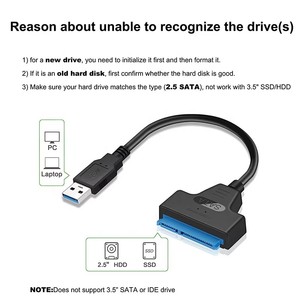 Cable Adaptador Convertidor USB 3.0 a SATA <span class=keywords><strong>de</strong></span> 22 Pines para Discos Duros HDD y SSD <span class=keywords><strong>de</strong></span> 2.5 Pulgadas, 5Gbps - Product Image 5
