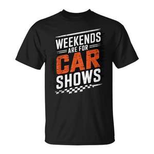 Camiseta con estampado gráfico informal para hombre, color negro, Weekends Are For Car Shows - Product Image 1