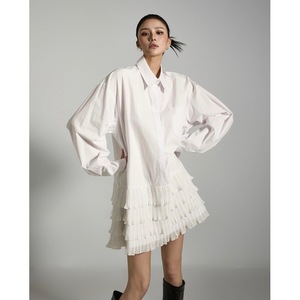 Vestido Casual de Mujer al por Mayor, Nuevo Diseño de Moda con Volantes en la Solapa, Manga Larga, Diseño de Parches, Cintura Natural para Otoño - Product Image 3