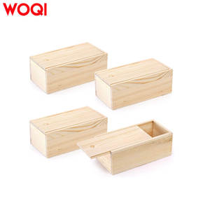 WOQI bitmemiş çam ahşap kare saklama kutusu sürgülü kapak Vintage hatıra kart konteyner küçük hediye kutusu için sanat hobi DIY zanaat - Product Image 1