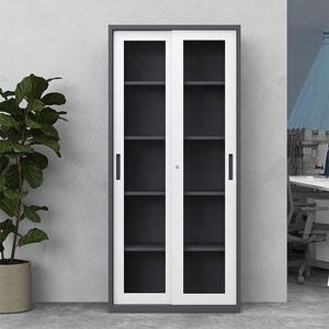 Librero Metálico de 5 Niveles con <span class=keywords><strong>2</strong></span> Puertas de Vidrio, Mueble de Oficina para Almacenamiento de Archivos, Armario Metálico de Oficina con Cerradura y Llave - Product Image 2