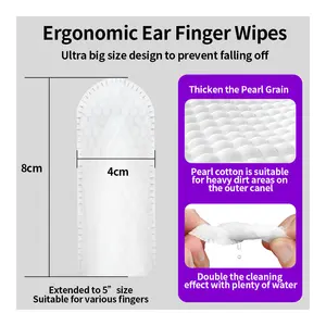 Pet Cleaning Natural Wiper Pet Ear Cleaning Finger Wipes For Ear Care - Cover Ear Scale And Ear Mites - For Cats And Dogs