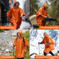 Poncho de pluie d'urgence en feuille thermique imperméable et coupe-vent portable pour la randonnée, le camping et la préparation aux catastrophes