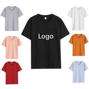 Camiseta con Cuello en V Estampada Personalizada al por Mayor, Camiseta Promocional de Alta Calidad 100% Algodón con Logotipo Serigrafiado - Product Image 1