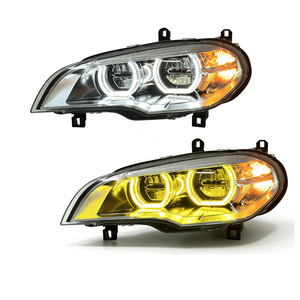 Per BMW X5 E70 2008-2013 Gruppo <span class=keywords><strong>Fari</strong></span> LED <span class=keywords><strong>Angel</strong></span> Eye con Lente Proiettore Bicolore DRL e Luci Diurne - Product Image 1