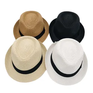 Sewingman B0267L Mode Eltern-Kind Sommer Panama Fedora Strohhüte für Männer und Kinder