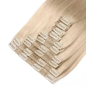 Wholesale Virgin 100% Human Seamless Clip In Hair Extensions Straight Wavy Curly 14"-30" Seamless Clip Ins