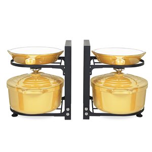 Adjustable Pot and Pan Organizer for Small Cabinet , Rustproof Storage Organizer Rack for Cast-iron Pots Pans with 2 Slots