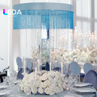 LEDA Centre de table de mariage, rideau de perles à pampilles, support à fleurs en acier inoxydable argenté pour la décoration de fête de mariage