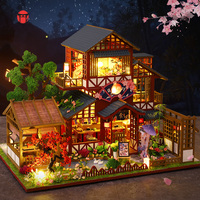 Kit de maison miniature DIY en gros, kit de coin lecture, maison de poupée miniature, maison de poupée de cour japonaise, kit d'artisanat à assembler
