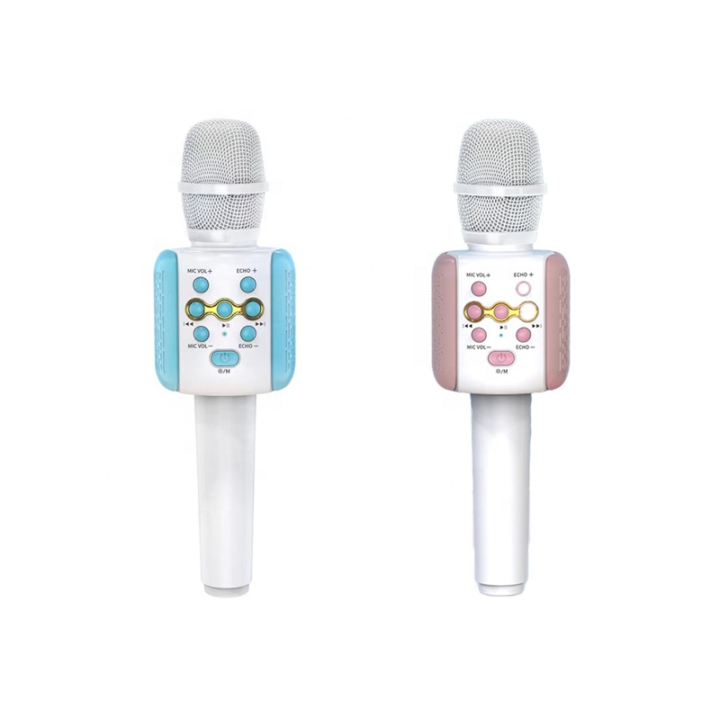 Детская караоке семейный праздник Многофункциональный Студийный микрофон конденсатор с алюминиевой крышкой со светодиодной голубой зуб Usb беспроводной микрофон