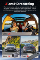 Caméra de tableau de bord DVR pour voiture avec triple objectif 9,66 pouces, vision nocturne, Wi-Fi, application, GPS, 180 degrés, caméra avant 4K + caméra arrière 2K, ODM/OEM