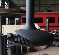 Cheminée suspendue extérieure au bois de style américain LFSS en acier au carbone résistant à la chaleur avec peinture noire moderne pour usage hôtelier