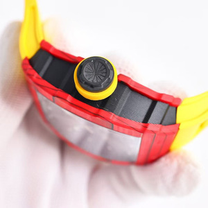 Reloj Mecánico Automático Deportivo para Hombre, Lujoso y Moderno, con Correa de Goma Calada, Tourbillon, Fibra de Carbono Roja, Resistente al Agua - Product Image 4