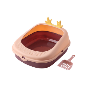 Boîte à litière pour chat réutilisable semi-fermée en PP pour animaux de compagnie, meubles, boîtes à litière pour chat cerf mignon de luxe L 46*35*18cm - Product Image 5