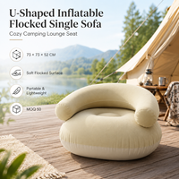 Fauteuil gonflable d'extérieur en gros avec accoudoirs, design floqué en U, canapé de loisirs et de détente pour le camping