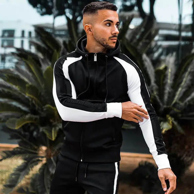 2022 Stylish Hot Selling Popular Hoodie Top Outdoor Exercise Sports Quality Tracksuit Top Sets Mens Jogging Wear With Zipper