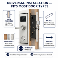 Cerradura Electrónica Inteligente con Tarjeta RFID para Hotel, Acabado Pulido, Duradera, Anti-Robo, Software Gratuito, Fácil Instalación para Puertas de Madera