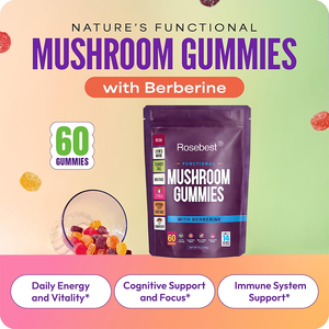 卸売バルクOEMプライベートラベルオーガニックビーガン機能性スーパーアダプトゲンフォーカスきのこ複合体グミサプリメント（ベルベリン配合） - Product Image 3