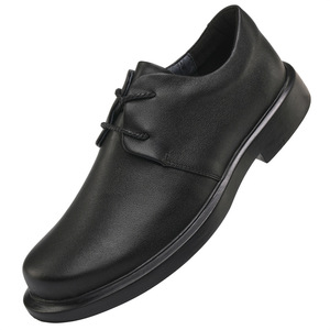 Men's Genuine Leather Oxfords Round Toe Lace-up Black Office Career Dress <b>Shoes</b> <b>Soft</b> Rubber Sole All Seasons - Product Image 4