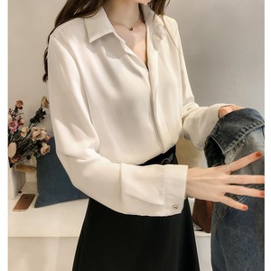 우아한 사무실 숙녀 패션 블라우스 니트 친환경 긴 소매 심플 솔리드 여름 셔츠 8385 # 가을 봄 - Product Image 2