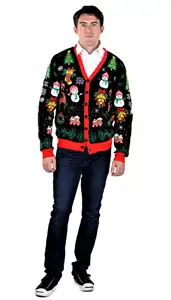 Unisex Custom Knitted Men Cardigan Strickwaren Custom Ugly Christmas Jacquard Sweater