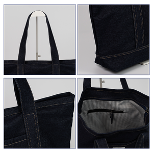 Bolsa de Compras Reutilizable de Mezclilla Gruesa y Resistente, con Impresión de Logotipo Personalizado, para el <span class=keywords><strong>Mercado</strong></span> de Agricultores y Compras Diarias - Product Image 2