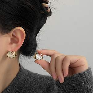 Nuovo oro placcato Iced Out gatto orecchino simpatico cartone animato animale gioielli dolce Cz piccolo gattino <span class=keywords><strong>orecchini</strong></span> fibbia <span class=keywords><strong>per</strong></span> le ragazze - Product Image 4