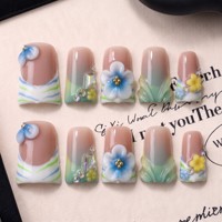 Uñas postizas acrílicas hechas a mano con doble riel, curvatura de pico de pato francés, cobertura completa PMMA, personalizadas, 10 unidades, ODM OEM