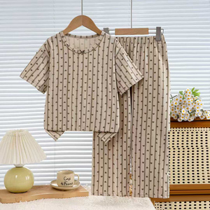 Nuovo set di abbigliamento per bambini: <span class=keywords><strong>pigiami</strong></span> per bambini con stampa a cartoni animati, <span class=keywords><strong>pigiami</strong></span> in cotone a maniche corte per ragazze, comodi - Product Image 4