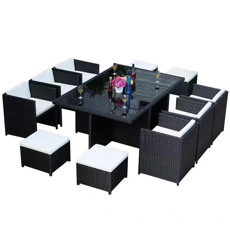 Conjunto de mesa y silla de ratán para exterior, muebles de restaurante