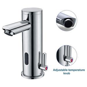 Lavabo de baño de montaje en cubierta de latón cromado, mezcladores automáticos de agua fría y caliente, grifo con sensor con regulación de temperatura - Product Image 1