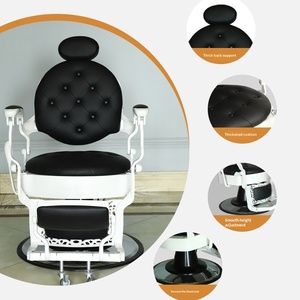 Fauteuil de Barbier Rétro Personnalisé en Cuir Huilé – Utilisation Commerciale en Salon, Pivotant, Inclinable, Réglable en Hauteur pour Salon de Coiffure - Product Image 2