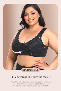 Sexy Plus <span class=keywords><strong>Size</strong></span> Push-Up-BH für Damen Nahtloses Design Front verschluss Volle Abdeckung Deep Cup <span class=keywords><strong>XXL</strong></span> XXXL 4XL 5XL Solid Bestickt - Product Image 3