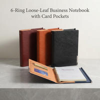 Carnet à anneaux A5 personnalisé avec logo, agenda en cuir PU personnalisé à feuilles mobiles avec porte-stylo pour cadeau d'entreprise