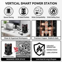 Clieam En gros Multiprise verticale 1,8 m avec 8 prises EU et 5 ports USB