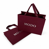 Sac cadeau en papier d'art imprimé sur mesure avec logo argenté en relief, sac de transport pour vêtements
