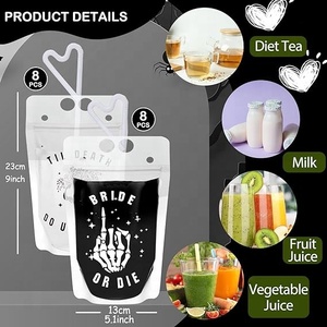 Sacchetti per bevande da sposa o da morire sacchetti per bevande riutilizzabili fino alla <span class=keywords><strong>morte</strong></span> fai festa negli stati uniti per bomboniere per addio al nubilato con alcol gotico di Halloween - Product Image 2