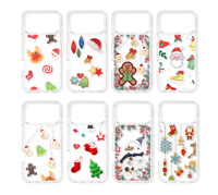 Coque de téléphone rigide transparente en PC personnalisée avec impression de Noël (Père Noël et sapin) pour iPhone 16 17 18 Pro Max, compatible OEM ODM, vente en gros