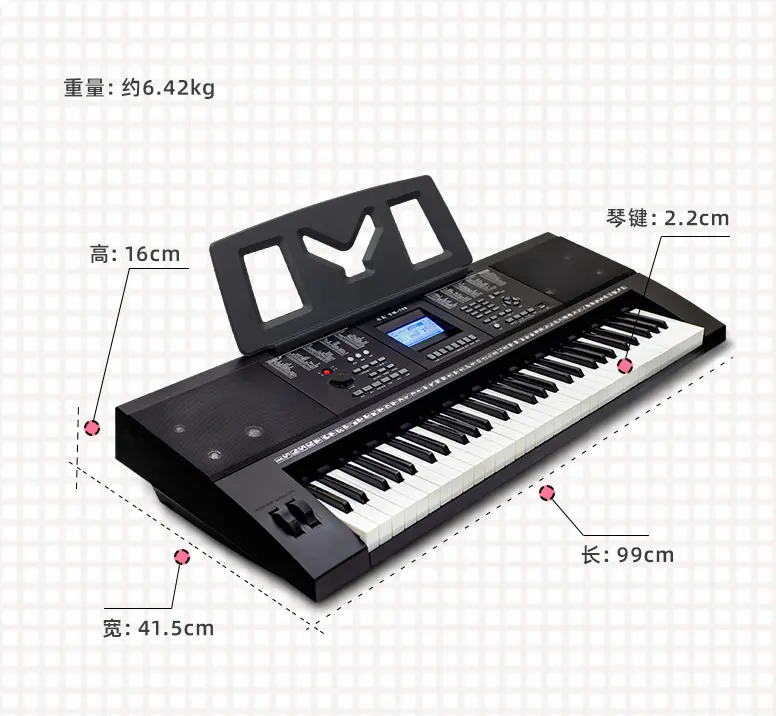 61 keys Professional piano electronic keyboard with touch sensitivity LCD Digital Display MIDI Keyboard