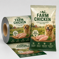 Film d'emballage pour friandises pour chiens, rouleau de film flexible laminé imprimé sur mesure, design de friandises au canard pour l'emballage automatique