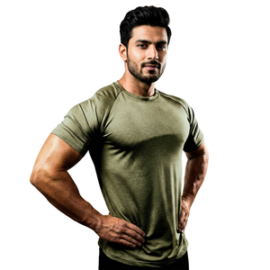 Chemise de compression en gros pour hommes, manches courtes, respirante, écologique, séchage rapide, antibactérienne - Product Image 1
